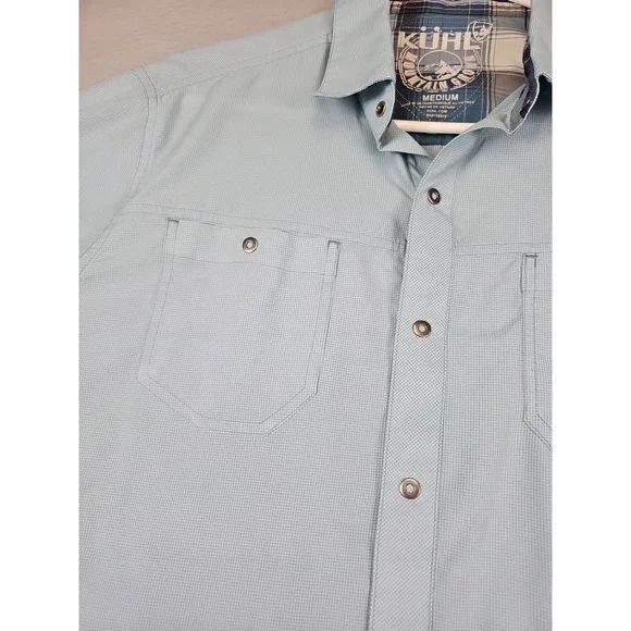 Kuhl Shirt Men's Medium Blue Stealth Hiking Utility Outdoor Snap Performance - Picture 3 of 8